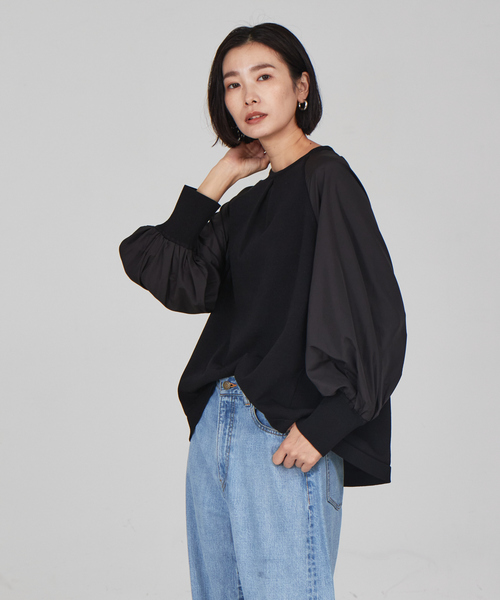 qualite（カリテ）の「フォルムスリーブコンビニット（ニット/セーター・レディース・キャメル/ブラック/アイボリー・フリー）」の8枚目の写真