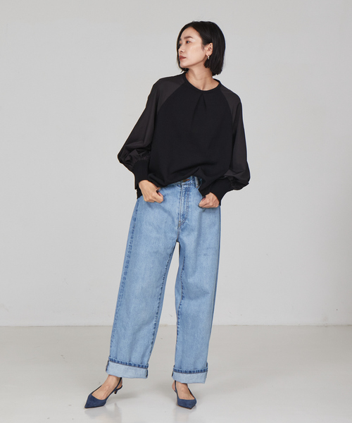 qualite（カリテ）の「フォルムスリーブコンビニット（ニット/セーター・レディース・キャメル/ブラック/アイボリー・フリー）」の9枚目の写真