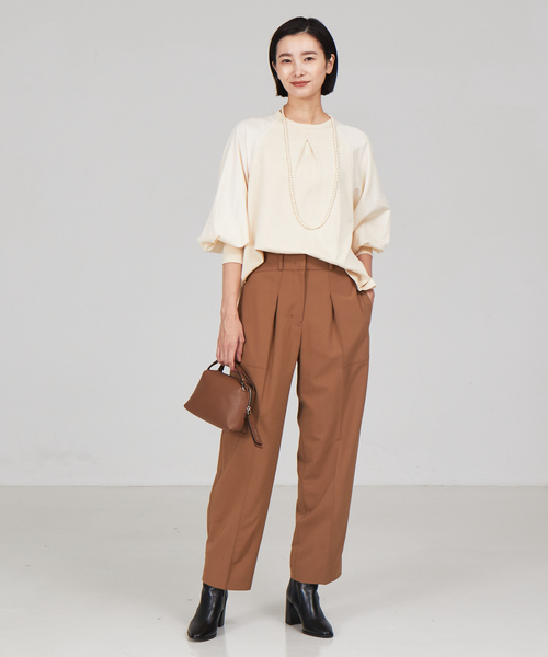 qualite（カリテ）の「フォルムスリーブコンビニット（ニット/セーター・レディース・キャメル/ブラック/アイボリー・フリー）」の11枚目の写真