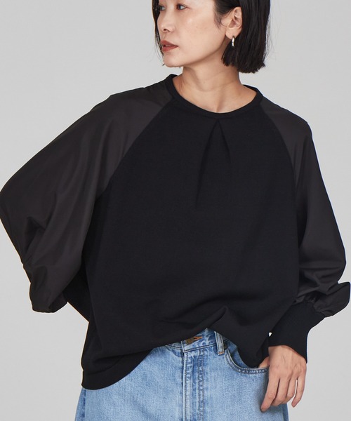 qualite（カリテ）の「フォルムスリーブコンビニット（ニット/セーター・レディース・キャメル/ブラック/アイボリー・フリー）」の3枚目の写真