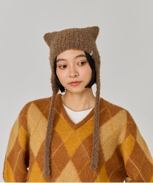 OVERRIDE(オーバーライド)の「【Ginzamag.com 掲載】OVERRIDE KNIT CURLY CAT GUIDE(ニットキャップ/ビーニー・レディース・ブラック/ホワイト/ブラウン・57~59cm)」の17枚目の写真