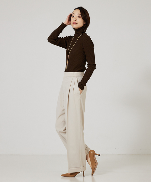 qualite（カリテ）の「シームレスタートルニット（ニット/セーター・レディース・オフホワイト/ブラウン/その他/ブルー・フリー）」の7枚目の写真