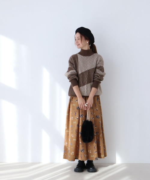 sanpo kuschel(サンポクシェル)の「織りなす触感チョコニットトップス(ニット/セーター・レディース・ブラウン・FREE)」の2枚目の写真