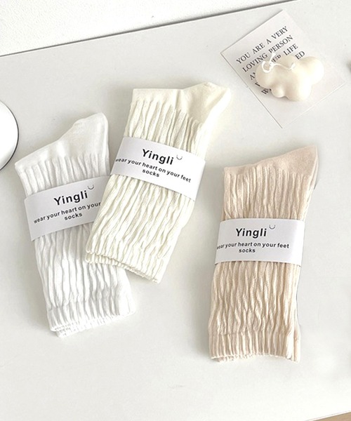 「kakko」（カッコ）の「レディース くしゅくしゅソックス 3足セット（ソックス/靴下・レディース・E/D/C/B/A・FREE）」の4枚目の写真