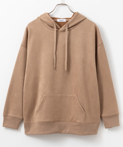 NAVY（ネイビー）の「NAVY 温℃ スエードタッチ 裏起毛パーカー（パーカー・レディース・ベージュ/ピンク/グレー・フリー）」の9枚目の写真