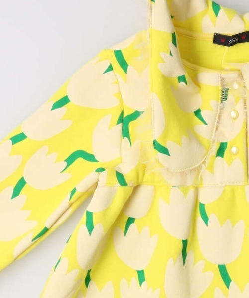 Caldia（カルディア）の「お花柄裏起毛チュニックトレーナー（スウェット・キッズ・パープル/イエロー・110/120/130/140）」の5枚目の写真