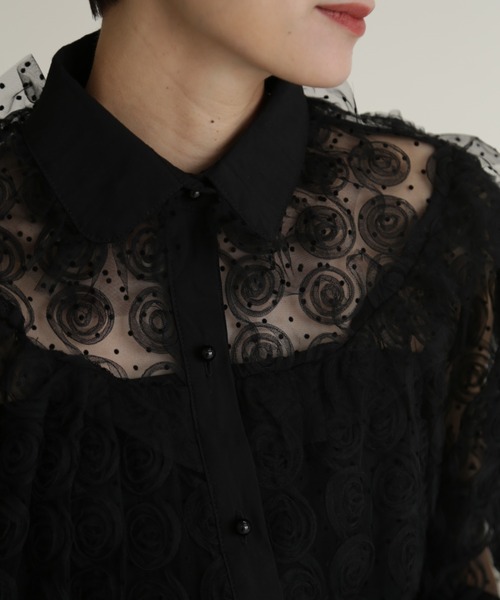 Sister Jane（シスタージェーン）の「(SISTER JANE)メダリオンローズチュールブラウス（シャツ/ブラウス・レディース・ブラック・SMALL）」の8枚目の写真
