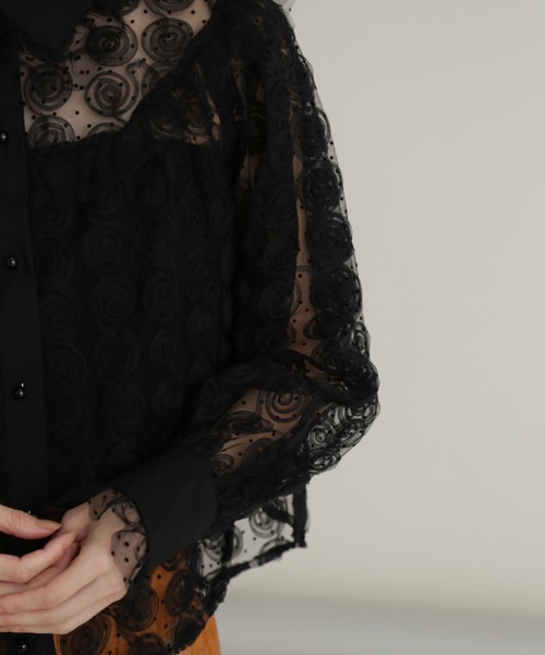 Sister Jane（シスタージェーン）の「(SISTER JANE)メダリオンローズチュールブラウス（シャツ/ブラウス・レディース・ブラック・SMALL）」の9枚目の写真