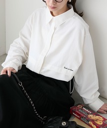 配色ロゴ刺繍入りドロストナイロンシャツ