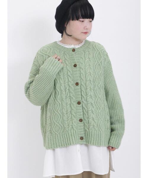 Samansa Mos2（サマンサ モスモス）の「【マシンウォッシャブル】ケーブル編み前後2WAYニット（カーディガン/ボレロ・レディース・ミント/ネイビー/キナリ/レッド/ブルー/ベージュ・F）」の7枚目の写真