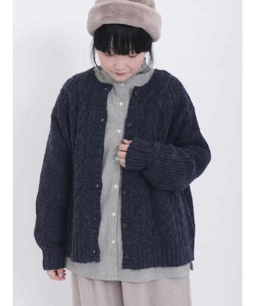 Samansa Mos2（サマンサ モスモス）の「【マシンウォッシャブル】ケーブル編み前後2WAYニット（カーディガン/ボレロ・レディース・ミント/ネイビー/キナリ/レッド/ブルー/ベージュ・F）」の18枚目の写真