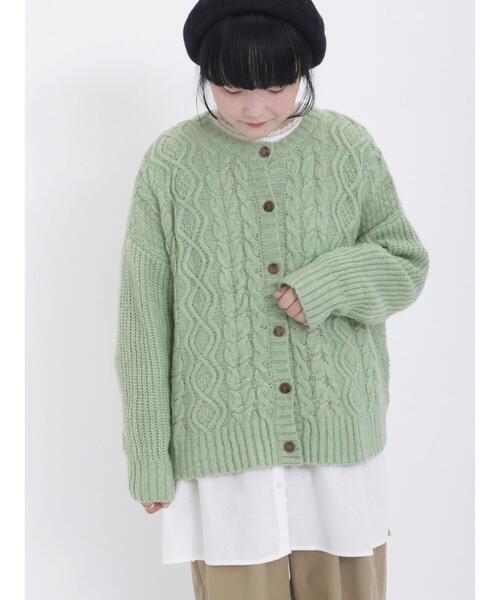Samansa Mos2（サマンサ モスモス）の「【マシンウォッシャブル】ケーブル編み前後2WAYニット（カーディガン/ボレロ・レディース・ミント/ネイビー/キナリ/レッド/ブルー/ベージュ・F）」の21枚目の写真