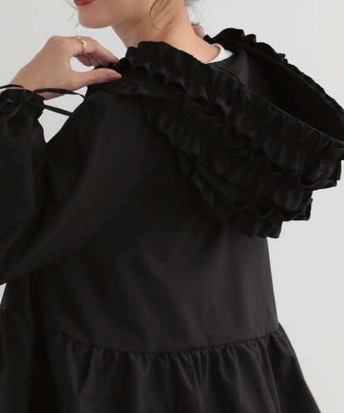 MERAKI（メラキ）の「[MERAKI] フリルフードペプラムパーカーJKT（パーカー・レディース・ブラック・FREE）」の9枚目の写真