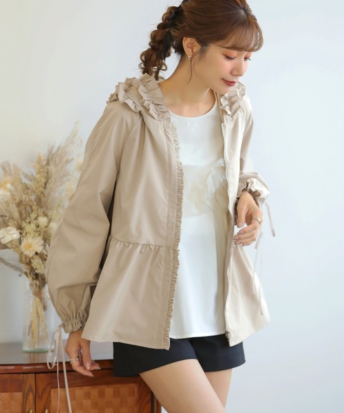 MERAKI（メラキ）の「[MERAKI] フリルフードペプラムパーカーJKT（パーカー・レディース・ブラック・FREE）」の21枚目の写真