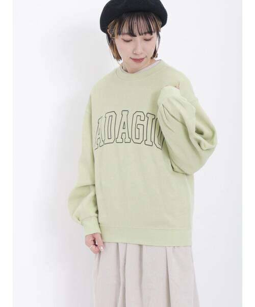 Samansa Mos2（サマンサ モスモス）の「飛び裏毛ロゴアソートプリントスウェット（Tシャツ/カットソー・レディース・モカ/ブルー/ピンク/チャコールグレー/グリーン/オフホワイト・F）」の12枚目の写真