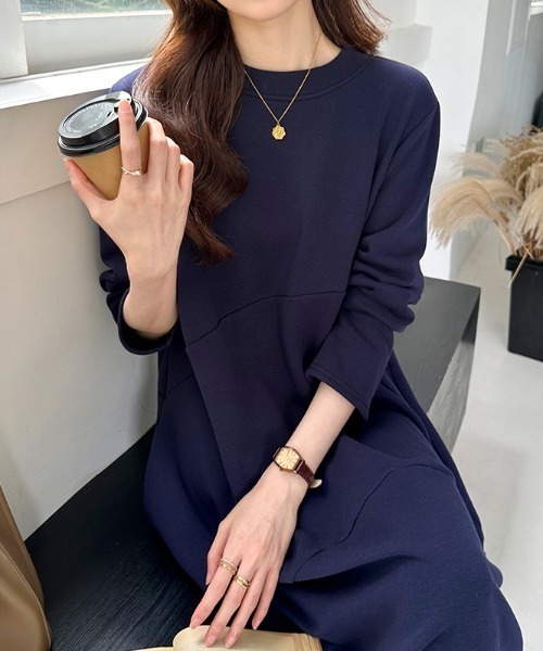 COCOMOMO（ココモモ）の「裏起毛 コクーンワンピース（ワンピース・レディース・ブラック/グレイッシュベージュ/ネイビー/グレー・M/L）」の20枚目の写真