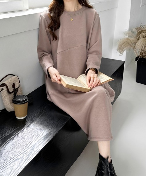 COCOMOMO（ココモモ）の「裏起毛 コクーンワンピース（ワンピース・レディース・ブラック/グレイッシュベージュ/ネイビー/グレー・M/L）」の16枚目の写真
