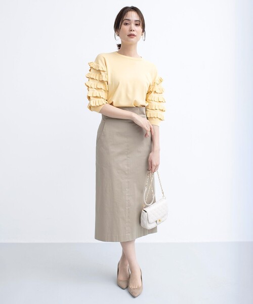 組曲(クミキョク)の「【WEB限定カラーあり】MINA 袖フリルニットプルオーバー(ニット/セーター・レディース・ブラック系/アイボリー系/イエロー系9・2)」の17枚目の写真