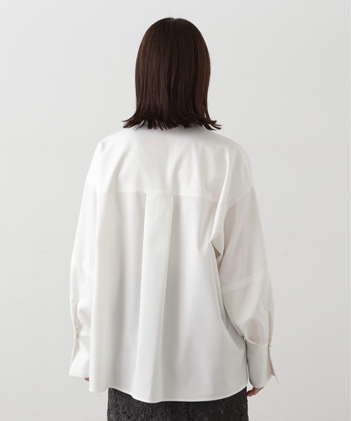 N.（N. Natural Beauty Basic）（エヌエヌナチュラルビューティーベーシック）の「◆タックラッフルバンドカラーシャツ（シャツ/ブラウス・レディース・イエロー/オフホワイト/グレー・MEDIUM）」の14枚目の写真