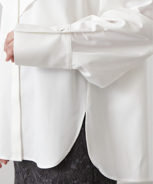 N.（N. Natural Beauty Basic）（エヌエヌナチュラルビューティーベーシック）の「◆タックラッフルバンドカラーシャツ（シャツ/ブラウス・レディース・イエロー/オフホワイト/グレー・MEDIUM）」の18枚目の写真