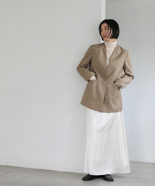 select MOCA（セレクトモカ）の「【セレモニー】ノーカラージャケット（ノーカラージャケット・レディース・グレー/ベージュ・FREE）」の3枚目の写真