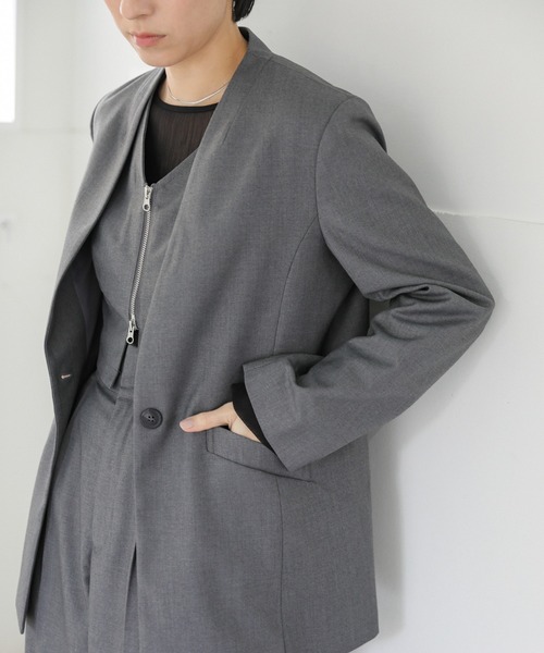 select MOCA（セレクトモカ）の「【セレモニー】ノーカラージャケット（ノーカラージャケット・レディース・グレー/ベージュ・FREE）」の20枚目の写真