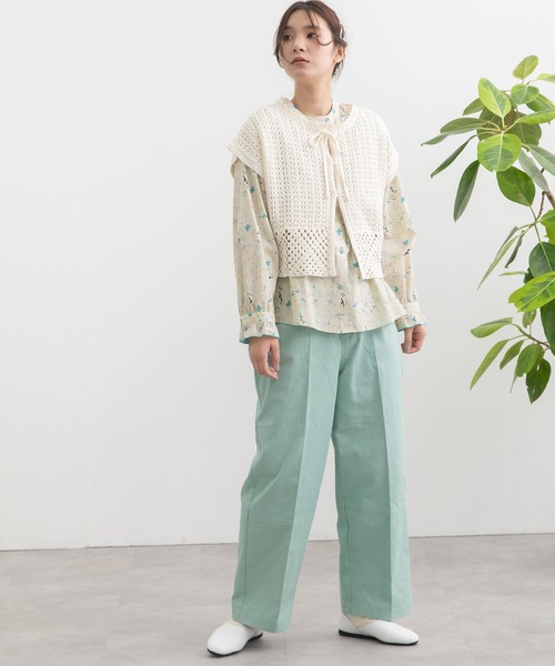 POU DOU DOU（プードゥドゥ）の「クロシェパターンベスト（ベスト・レディース・ダークグレー/アイボリー/ライトブルー・3）」の14枚目の写真