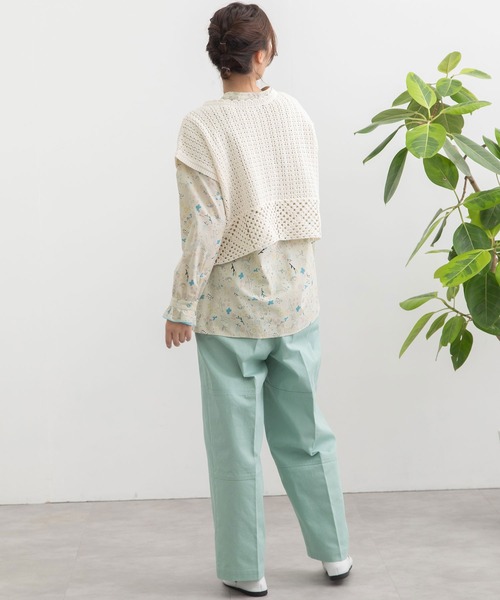 POU DOU DOU（プードゥドゥ）の「クロシェパターンベスト（ベスト・レディース・ダークグレー/アイボリー/ライトブルー・3）」の16枚目の写真