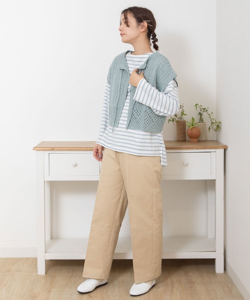 POU DOU DOU（プードゥドゥ）の「クロシェパターンベスト（ベスト・レディース・ダークグレー/アイボリー/ライトブルー・3）」の21枚目の写真