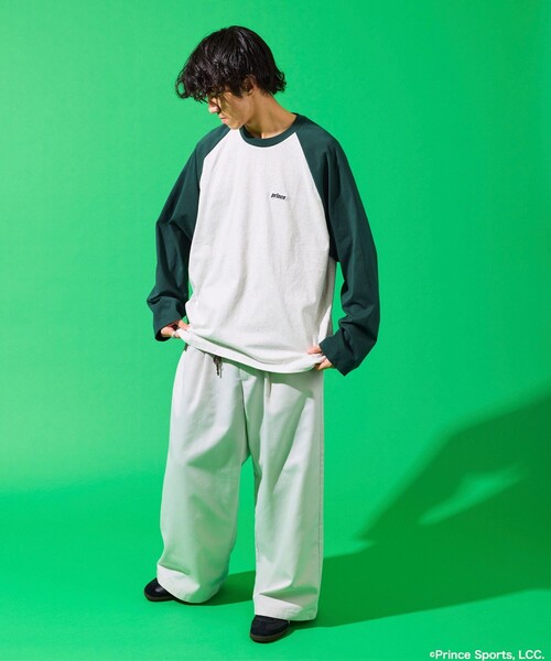 FREAK'S STORE(フリークスストア)の「prince/プリンス prince ワンポイントロゴ ラグラン切り替えロングスリーブTシャツ/ロンT/9分袖(Tシャツ/カットソー・メンズ・チャコールグレー/オフホワイト/ブラック/ホワイト・LARGE/MEDIUM)」の15枚目の写真