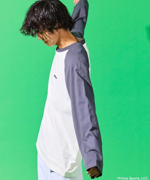 FREAK'S STORE(フリークスストア)の「prince/プリンス prince ワンポイントロゴ ラグラン切り替えロングスリーブTシャツ/ロンT/9分袖(Tシャツ/カットソー・メンズ・チャコールグレー/オフホワイト/ブラック/ホワイト・LARGE/MEDIUM)」の16枚目の写真