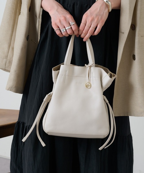 セール】ROROL(ロロル)レザーミニ巾着トート（ショルダーバッグ