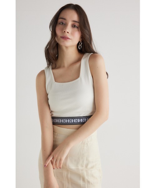 rienda(リエンダ)の「ゴムデザインノースリーブカットトップス 春服(タンクトップ・レディース・アイボリー/ブラック/ピンク・FREE)」の2枚目の写真
