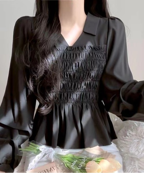 Sibra(シブラ)の「プリーツシャーリングシャツ(シャツ/ブラウス・レディース・ホワイト/ブラック/アイボリー・M)」の10枚目の写真