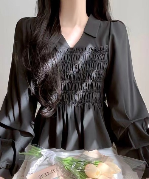 Sibra(シブラ)の「プリーツシャーリングシャツ(シャツ/ブラウス・レディース・ホワイト/ブラック/アイボリー・M)」の12枚目の写真