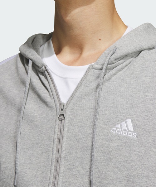 adidas ルーズフィット 3ストライプス フルジップパーカー送料込 セール】エッセンシャルズ プラス ルーズフィット スリー