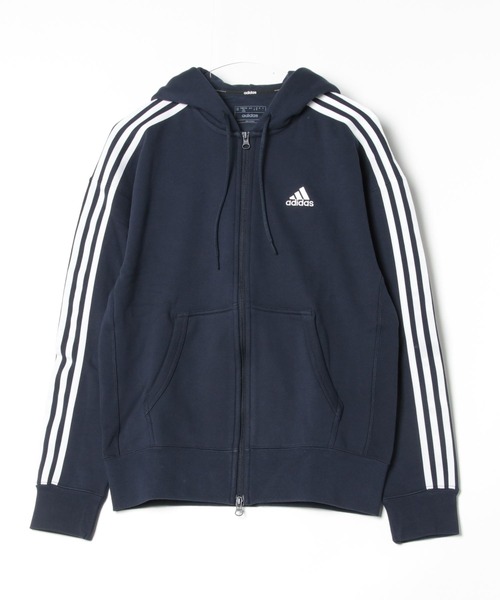 adidas ルーズフィット 3ストライプス フルジップパーカー送料込 セール】エッセンシャルズ プラス ルーズフィット スリー