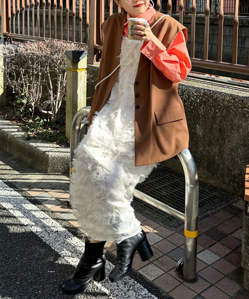 archives(アルシーヴ)の「〈limited〉FRINGE CAMISOLE DRESS(ワンピース・レディース・グレー/ブラック/アイボリー・MEDIUM)」の5枚目の写真