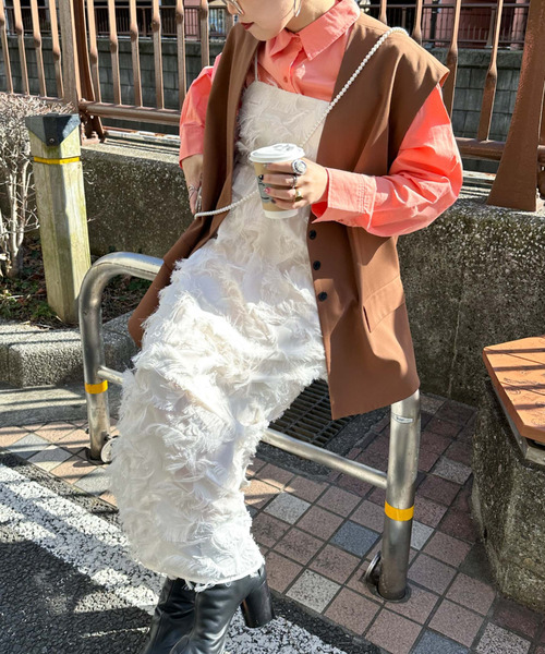 archives(アルシーヴ)の「〈limited〉FRINGE CAMISOLE DRESS(ワンピース・レディース・グレー/ブラック/アイボリー・MEDIUM)」の7枚目の写真