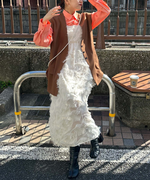 archives(アルシーヴ)の「〈limited〉FRINGE CAMISOLE DRESS(ワンピース・レディース・グレー/ブラック/アイボリー・MEDIUM)」の8枚目の写真