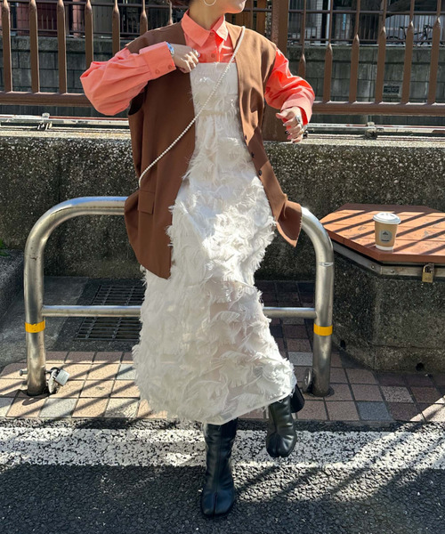 archives(アルシーヴ)の「〈limited〉FRINGE CAMISOLE DRESS(ワンピース・レディース・グレー/ブラック/アイボリー・MEDIUM)」の9枚目の写真