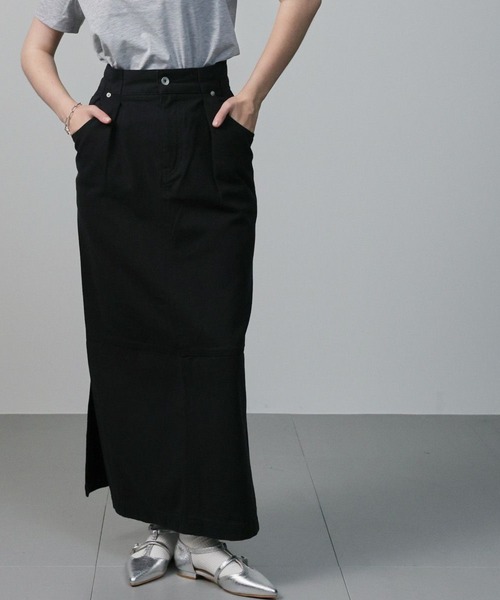 saloon(サルーン)の「SALOON(サルーン)/ステッチ切り替えロングスカート【手洗い可】(スカート・レディース・ホワイト/ブラック/ブルー・SMALL/MEDIUM)」の1枚目の写真
