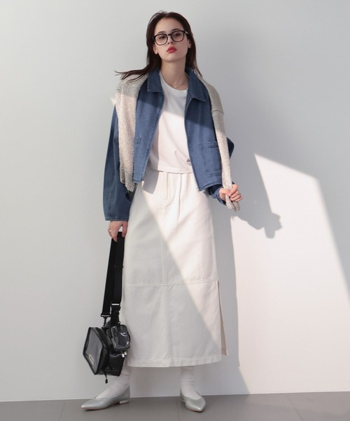 saloon(サルーン)の「SALOON(サルーン)/ステッチ切り替えロングスカート【手洗い可】(スカート・レディース・ホワイト/ブラック/ブルー・SMALL/MEDIUM)」の4枚目の写真