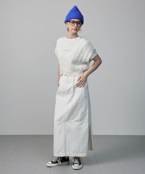 saloon(サルーン)の「SALOON(サルーン)/ステッチ切り替えロングスカート【手洗い可】(スカート・レディース・ホワイト/ブラック/ブルー・SMALL/MEDIUM)」の12枚目の写真