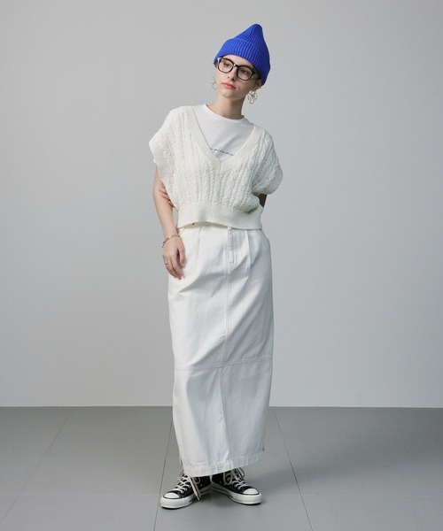 saloon(サルーン)の「SALOON(サルーン)/ステッチ切り替えロングスカート【手洗い可】(スカート・レディース・ホワイト/ブラック/ブルー・SMALL/MEDIUM)」の13枚目の写真