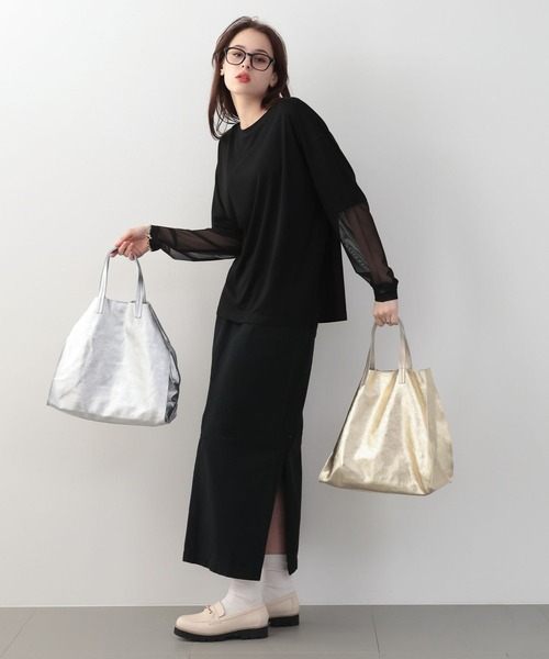 saloon(サルーン)の「SALOON(サルーン)/ステッチ切り替えロングスカート【手洗い可】(スカート・レディース・ホワイト/ブラック/ブルー・SMALL/MEDIUM)」の20枚目の写真