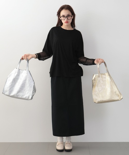 saloon(サルーン)の「SALOON(サルーン)/ステッチ切り替えロングスカート【手洗い可】(スカート・レディース・ホワイト/ブラック/ブルー・SMALL/MEDIUM)」の21枚目の写真