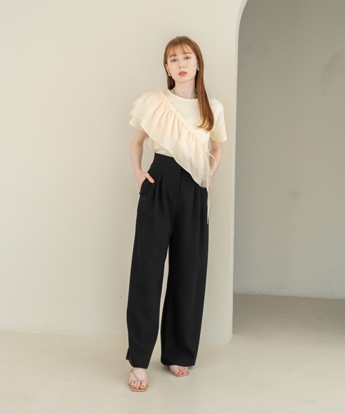 hinari(ヒナリ)の「チュールフリルT(SET)(Tシャツ/カットソー・レディース・ブラック/アイボリー/ホワイト・FREE)」の14枚目の写真