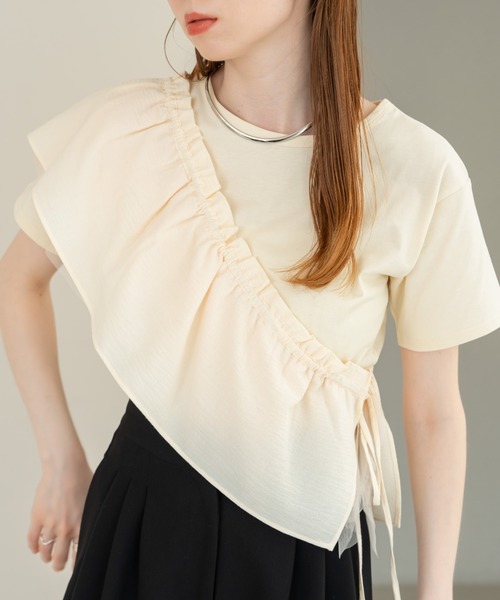 hinari（ヒナリ）の「チュールフリルT(SET)（Tシャツ/カットソー