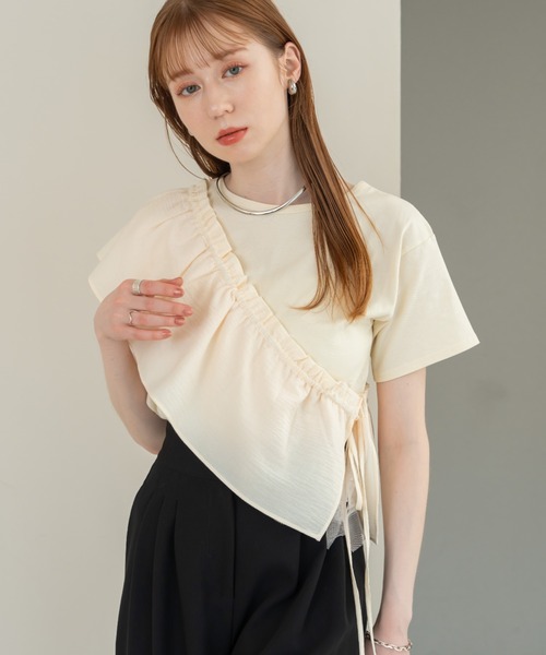 hinari（ヒナリ）の「チュールフリルT(SET)（Tシャツ/カットソー